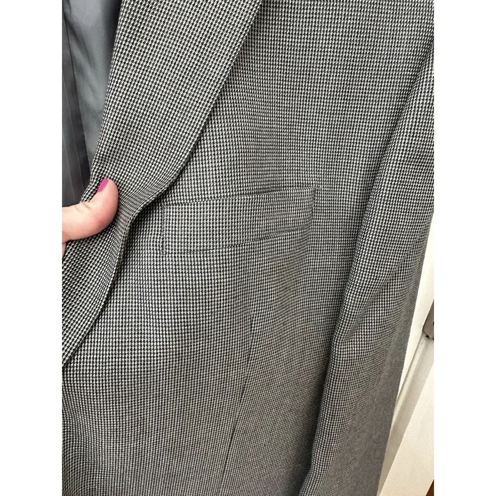 Lauren Ralph Lauren Blazer 48R Black White Houndstooth Sport Coat Two Button
